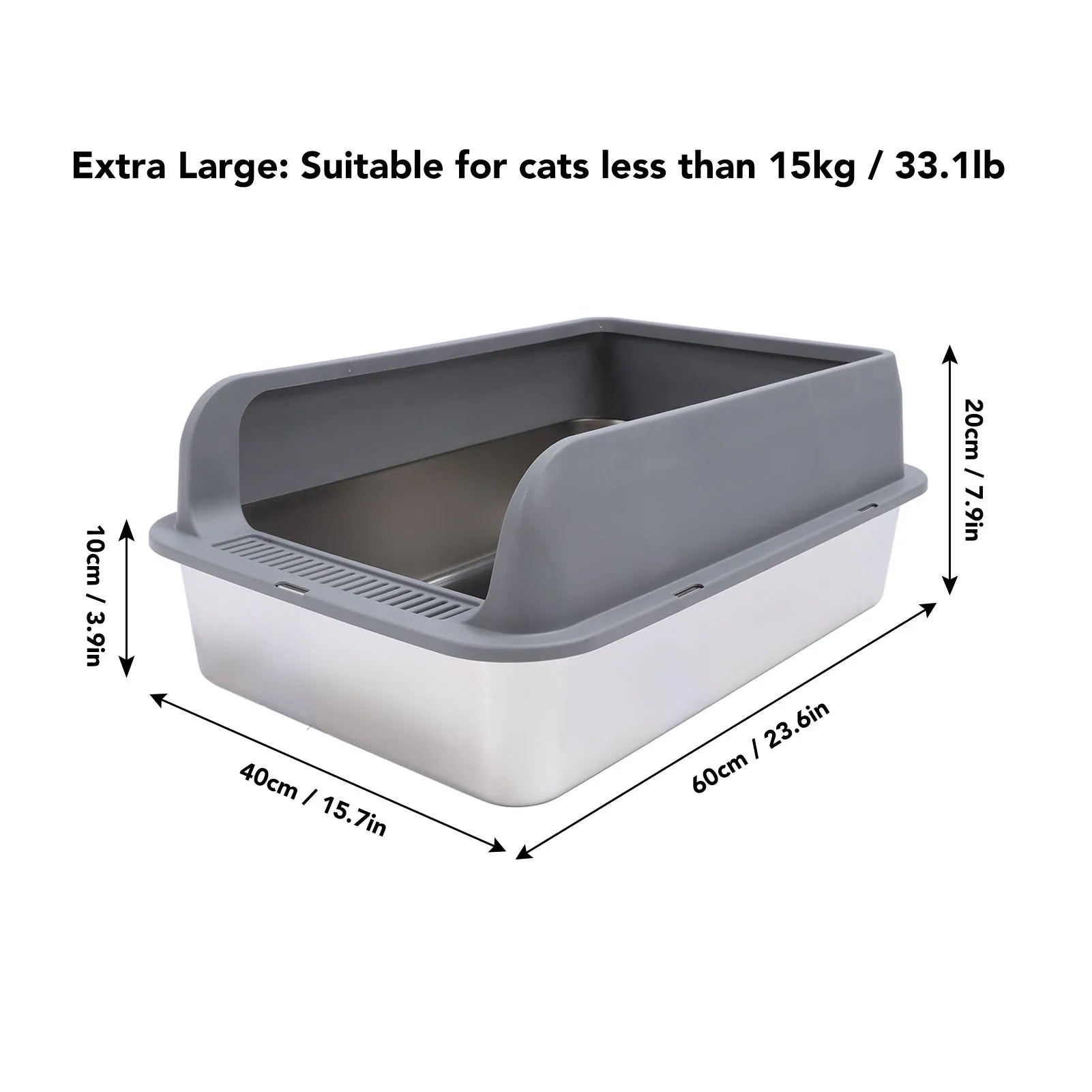 LitterLux™ Premium Stainless Steel Cat Litter Box