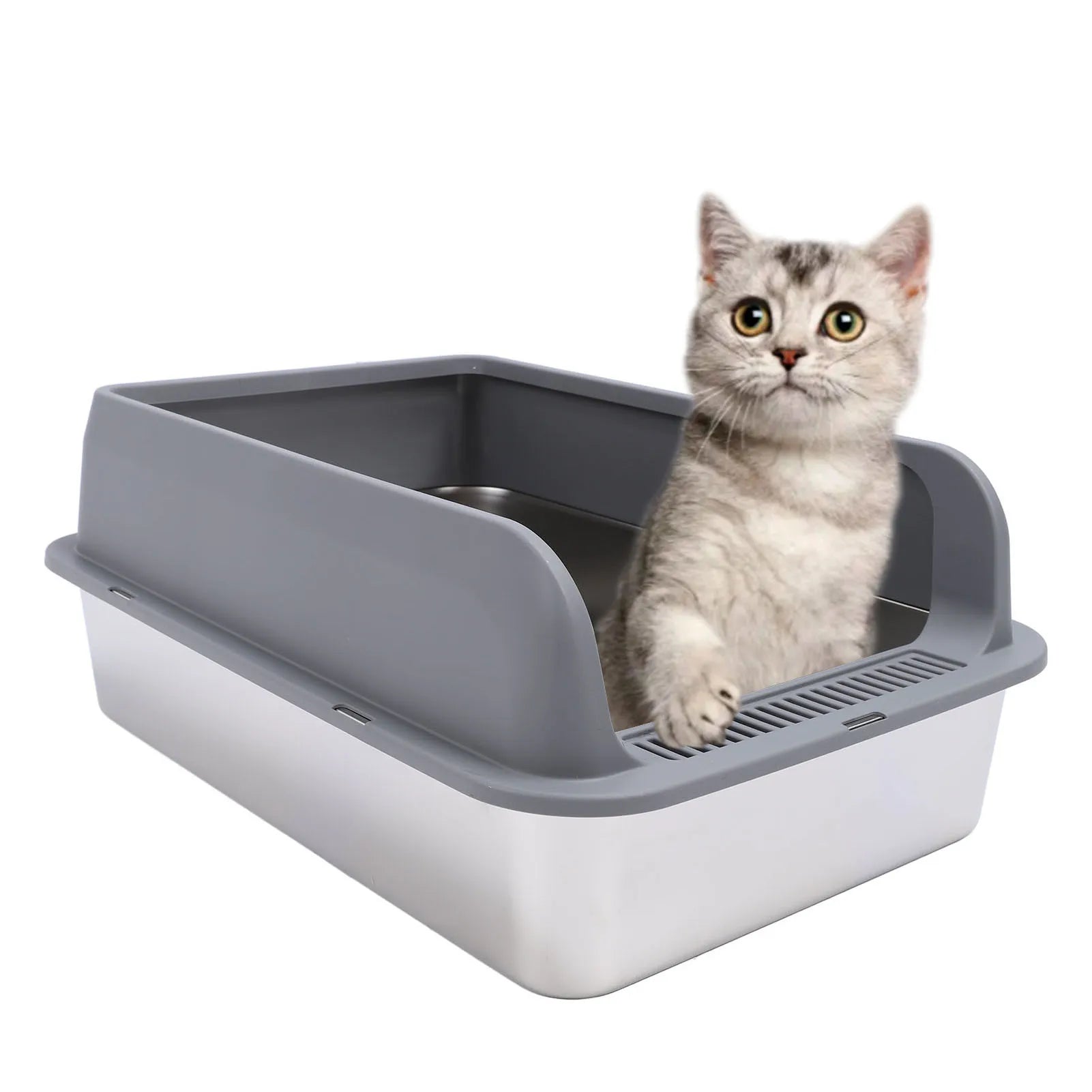 LitterLux™ Premium Stainless Steel Cat Litter Box