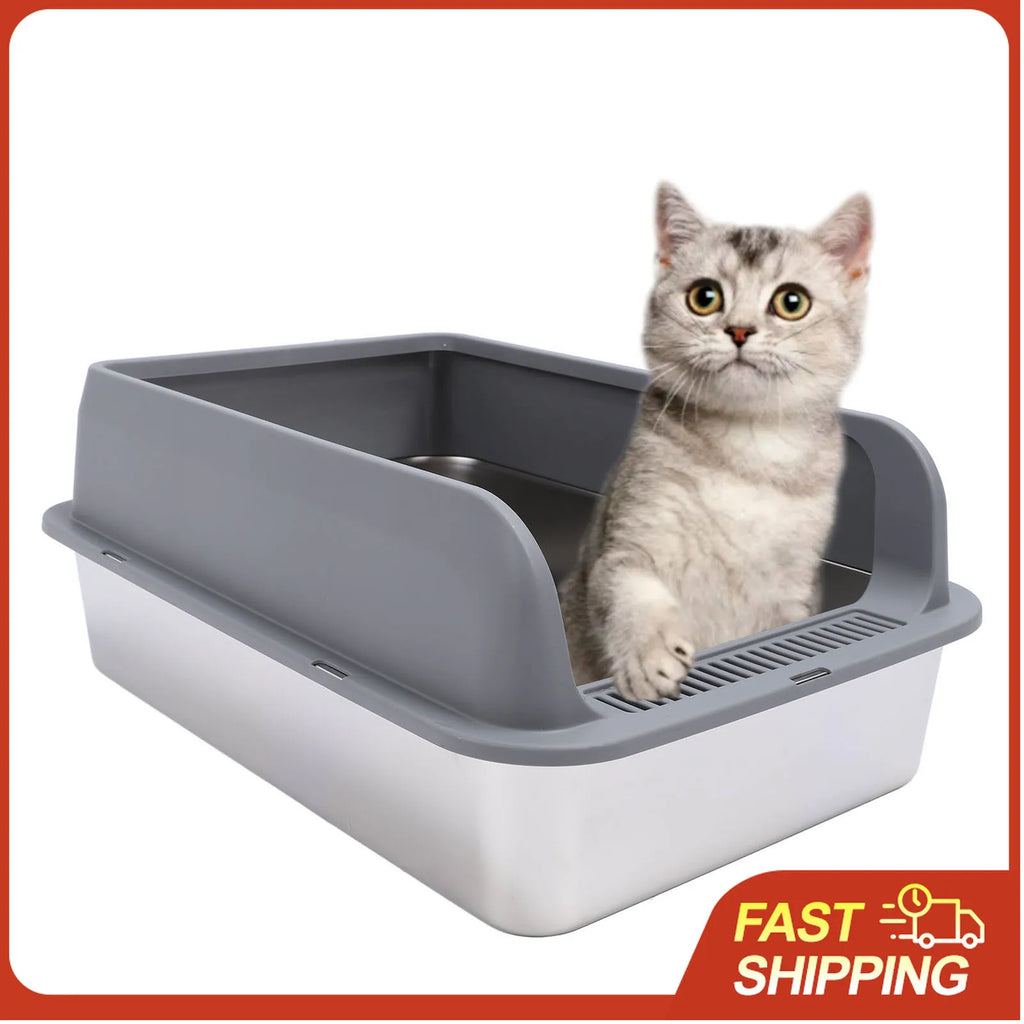 LitterLux™ Premium Stainless Steel Cat Litter Box