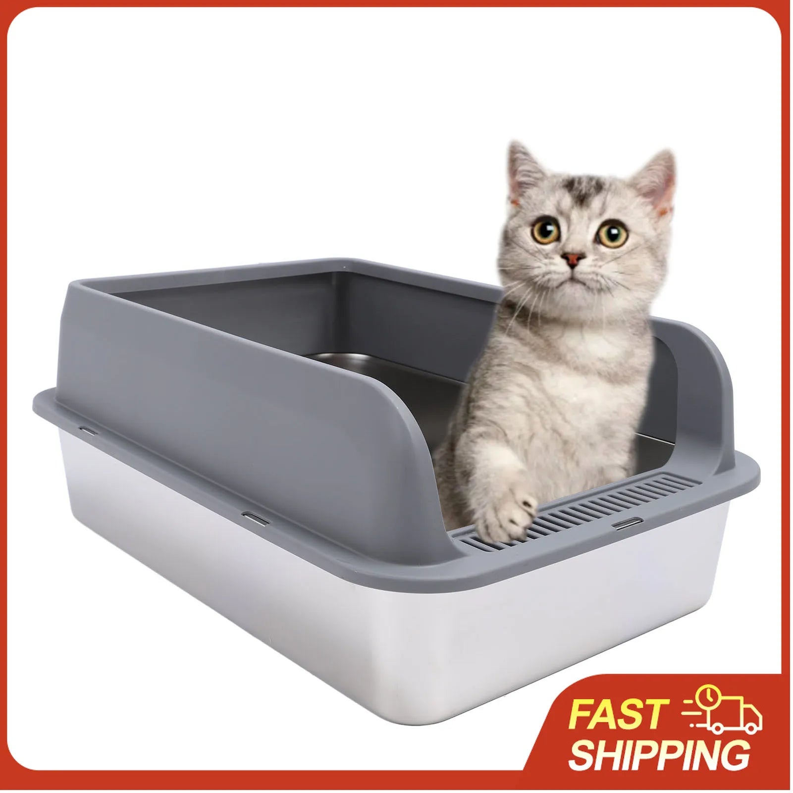 LitterLux™ Premium Stainless Steel Cat Litter Box