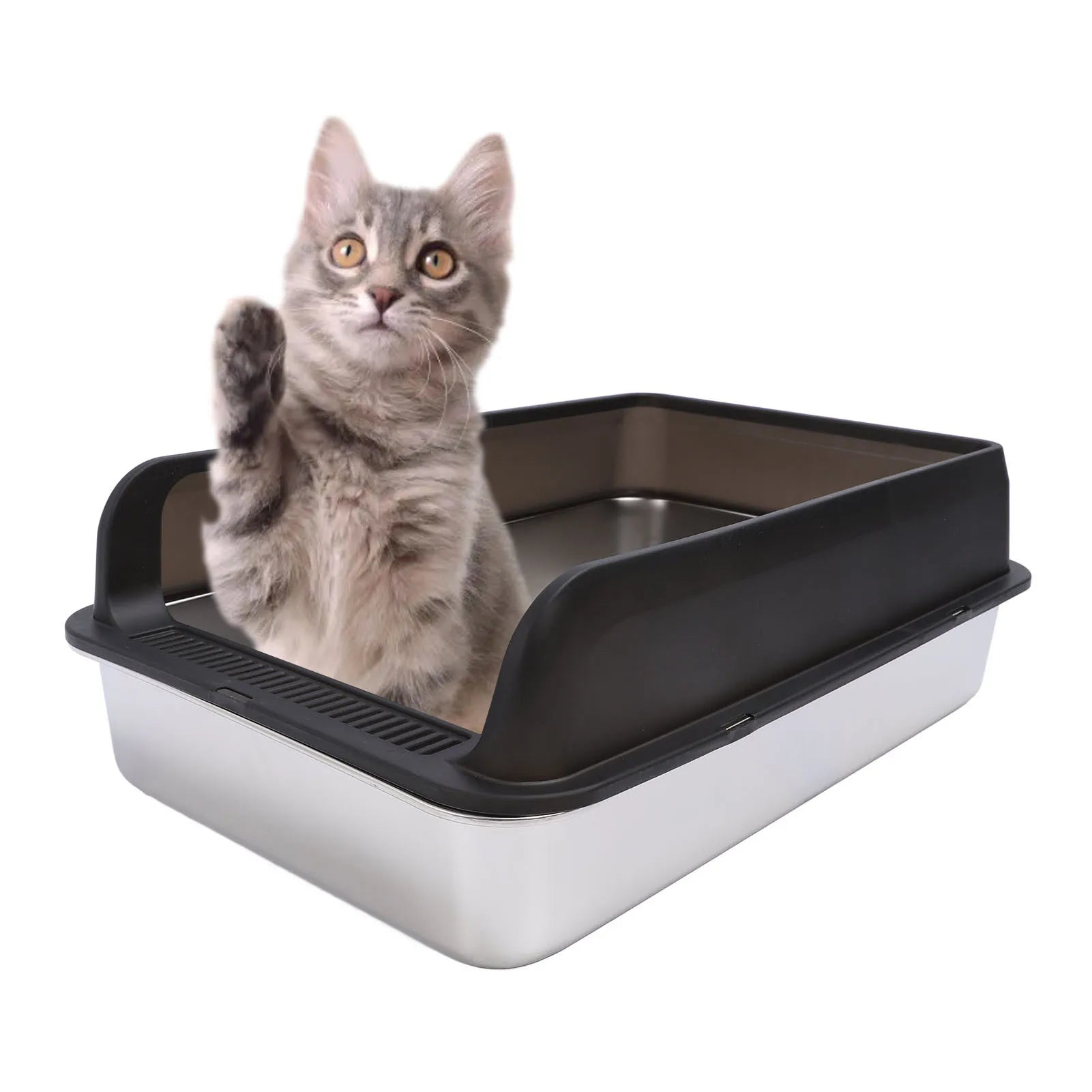LitterLux™ Premium Stainless Steel Cat Litter Box